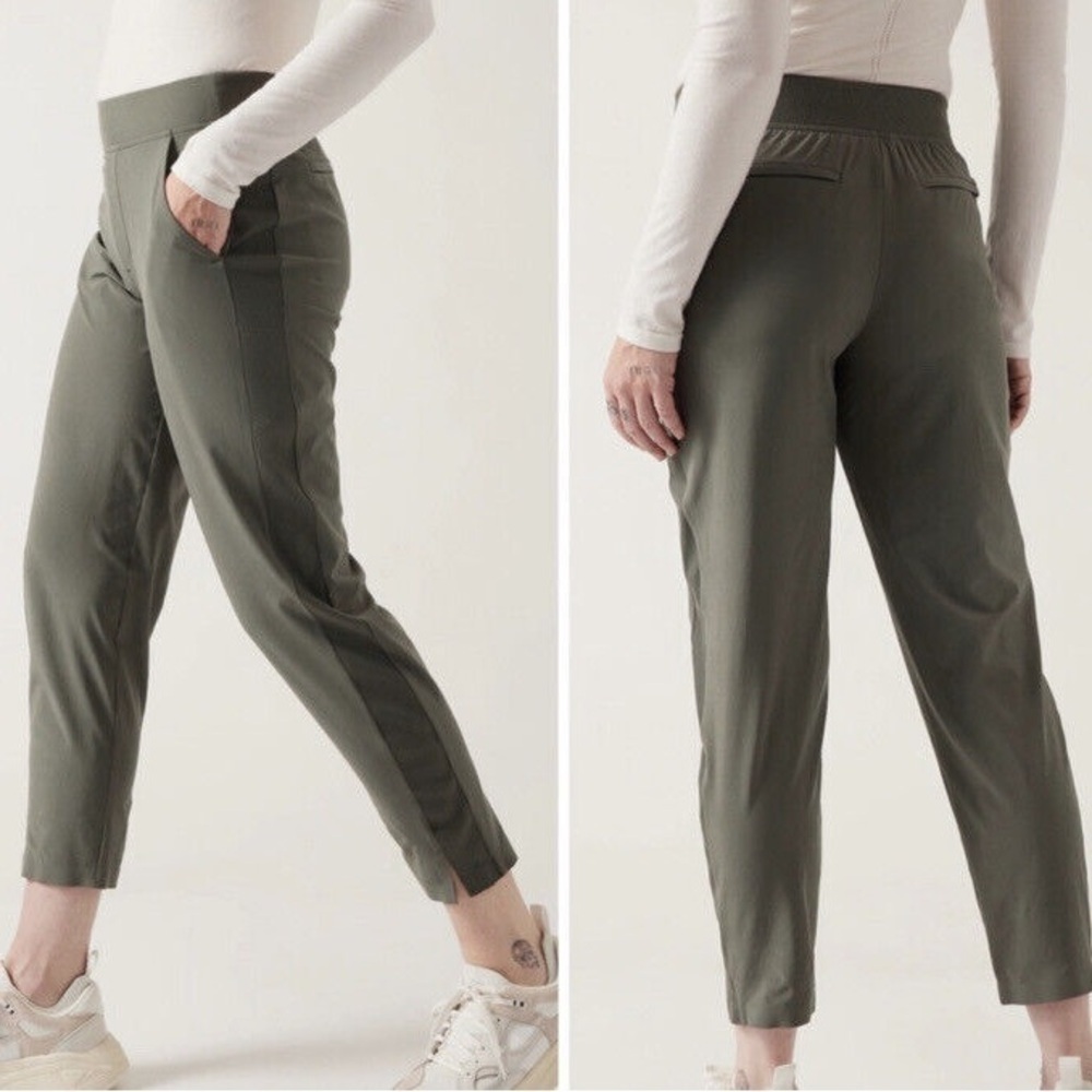 Athleta Brooklyn Ankle Pants Gray Ribbed Ankle‎ Pockets travel